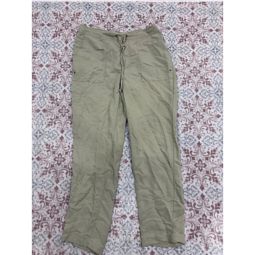 Chicos Women Sage Green Drawstring Elastic Waist Patch Pocket Pants Size 00 US 2